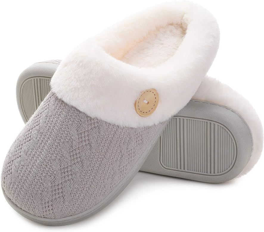 Vonluxe Women's Fuzzy House Slippers Comfy Memory Foam Bedroom Slippers Warm Slip On Light Shoes ... | Amazon (US)