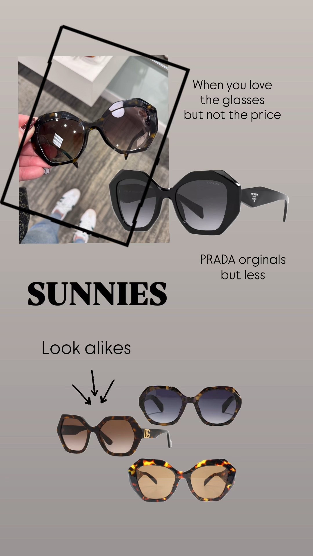 Loved these Prada sunglasses so much!  Found a few of the original versions for less—but also found some good look a-likes for under $200 and some under $20 

Sunnies, sunglasses, look a likes, looks for less, tortoise shell sunglasses, black sunglasses, high and low versions, women’s sunglasses, PRADA sunglasses 
#LTKfindsunder50 #sunglasses

#LTKFindsUnder100 #LTKGiftGuide