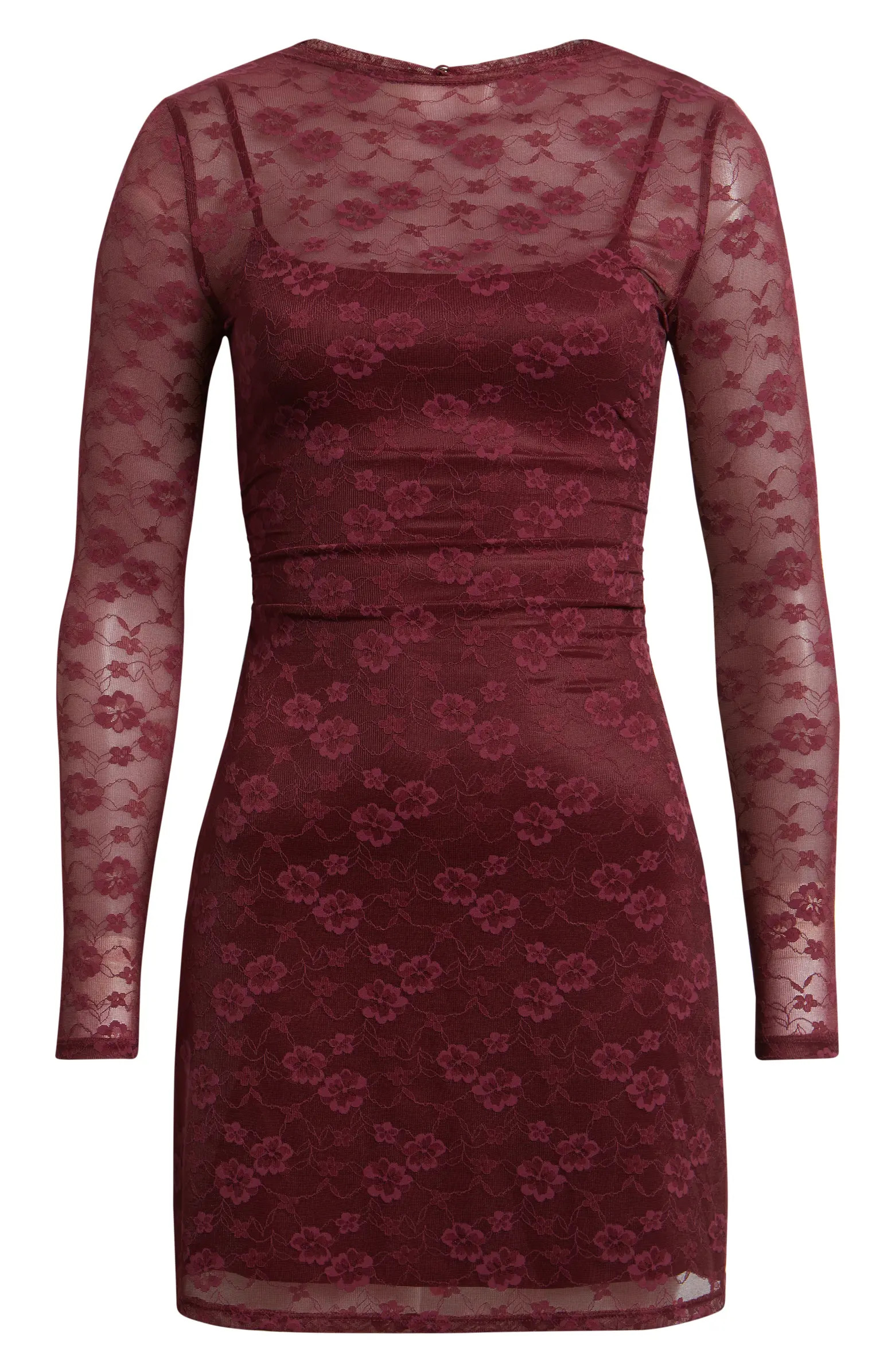 Open Edit Long Sleeve Lace Body-Con Dress | Nordstrom | Nordstrom