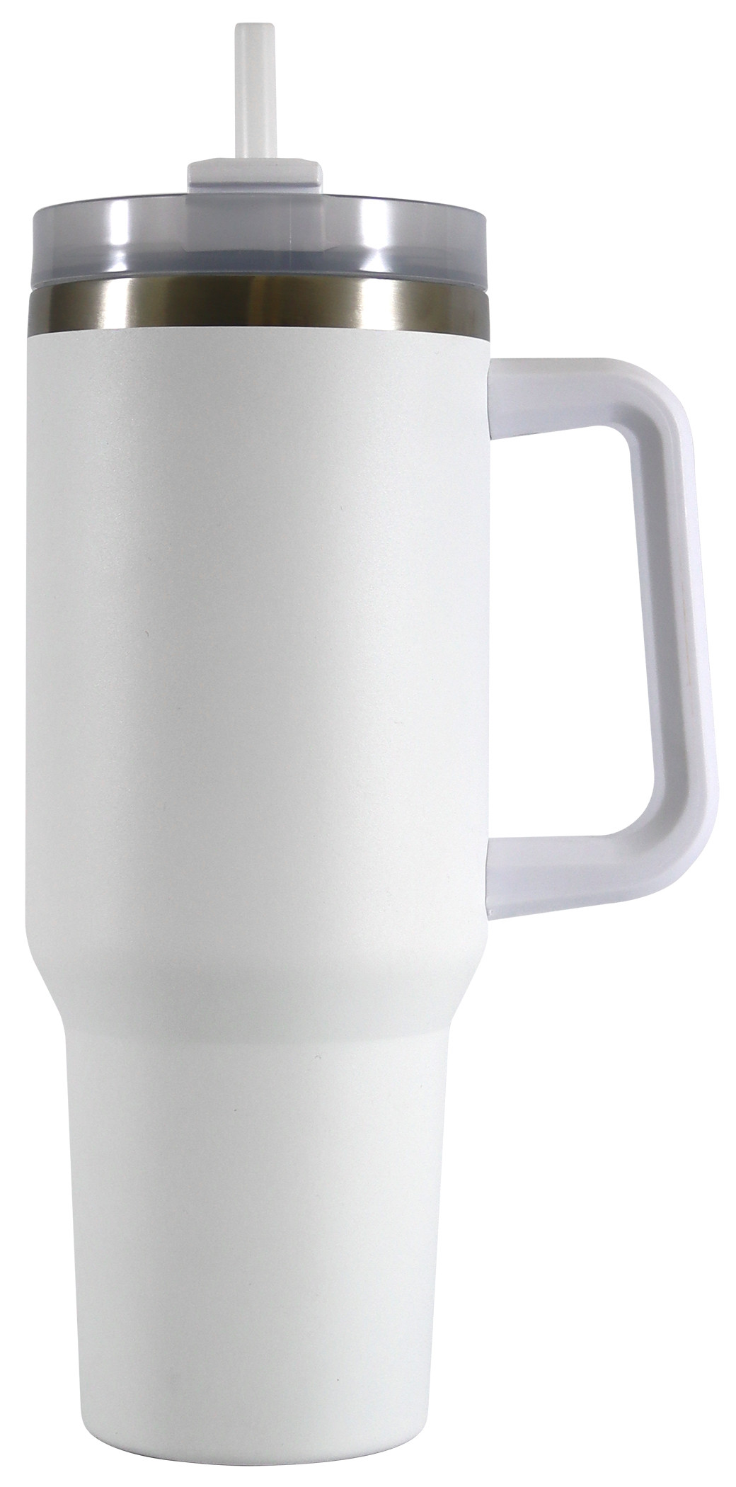 Mainstays 40 oz Stainless Steel Tumbler with Straw and Handle, Double Wall Insulated, White | Walmart (US)