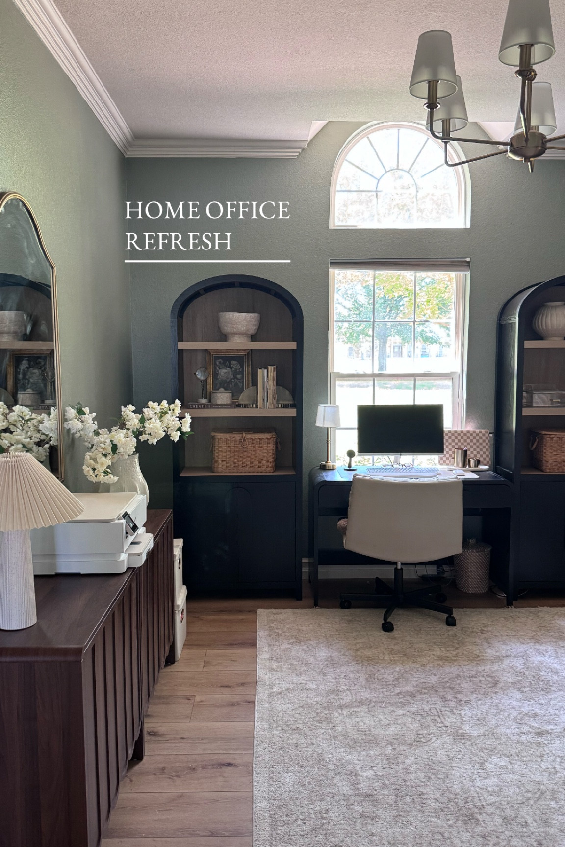 Home office desk // sideboard cabinets // gold chandelier // Amazon home finds // work from home 

#LTKHome
