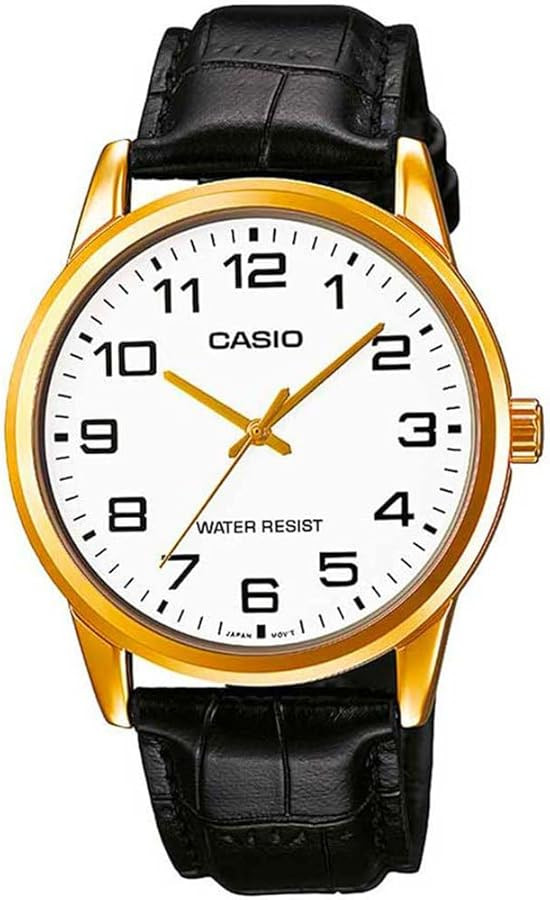 Casio Men's MTPV001GL-7B Black Leather Quartz Watch | Amazon (US)