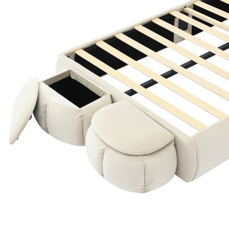 Bellemave Twin Size Upholstered Bed Frame with LED Light, Twin Platform Bed Frame with Cartoon Ea... | Walmart (US)