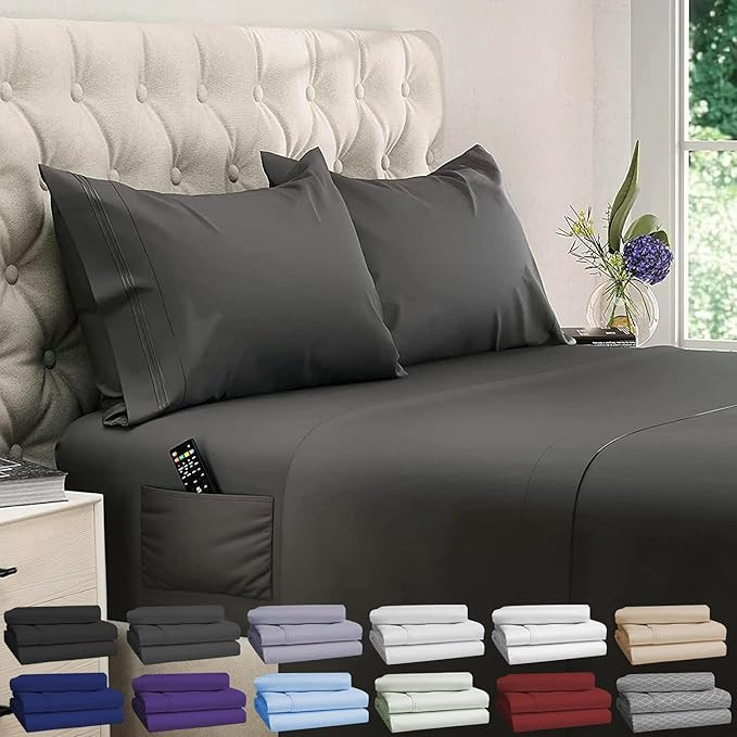 DREAMCARE Twin XL Sheet Sets - 4pc Cooling Sheets XL Twin Sheets - Twin XL Sheets up to 21” Dee... | Amazon (US)