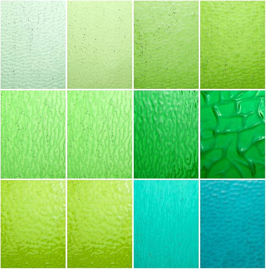 Lanyani Green Transparent Stained Glass Sheets for Craft, 6x4 inch Colored Textured Cathedral Gla... | Amazon (US)
