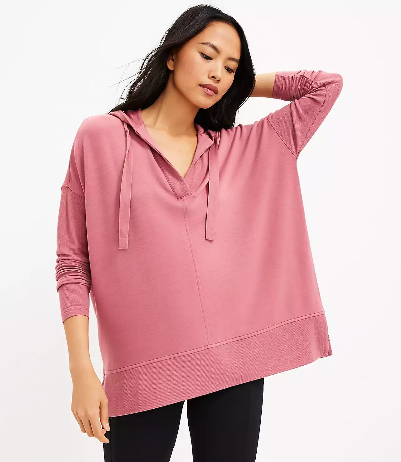 Lou & Grey Signaturesoft V-Neck Tunic Hoodie | LOFT