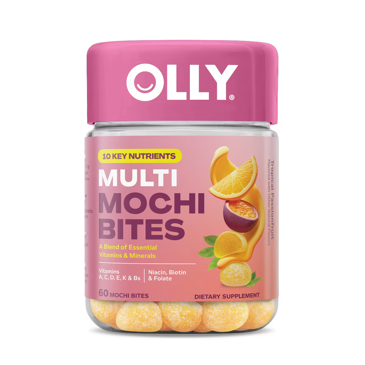 OLLY Mochi Daily Multivitamin Bites for Overall Wellness - Orange Passionfruit - 60ct | Target