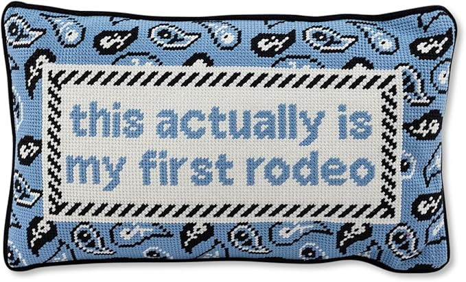 FURBISH Needlepoint Decorative Throw Pillow - First Rodeo - 9" x 15" - Small Embroidered Accent P... | Amazon (US)