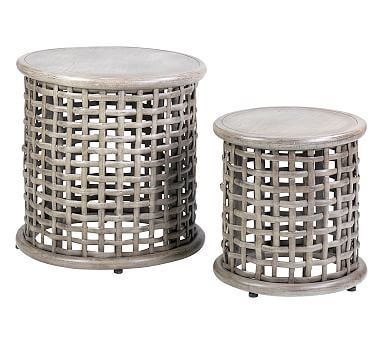 Rattan Round End Table, Set of 2 | Pottery Barn (US)