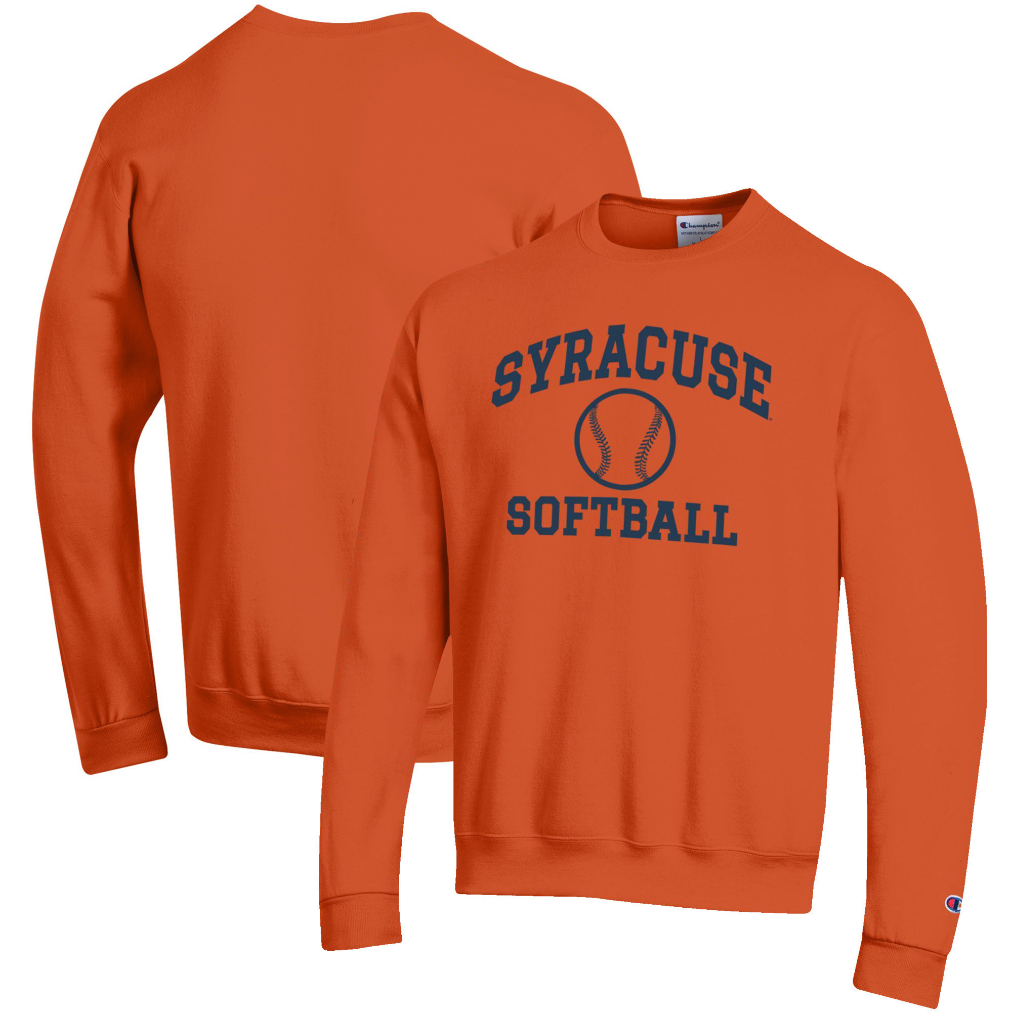 Men's Champion Orange Syracuse Orange Softball Icon Crewneck Pullover Sweatshirt | Fanatics