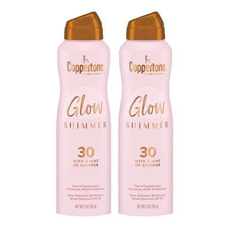 Coppertone Glow with Shimmer Spray Sunscreen, Broad Spectrum SPF 30 Sunscreen, 5 Oz, Pack of 2 | Amazon (US)