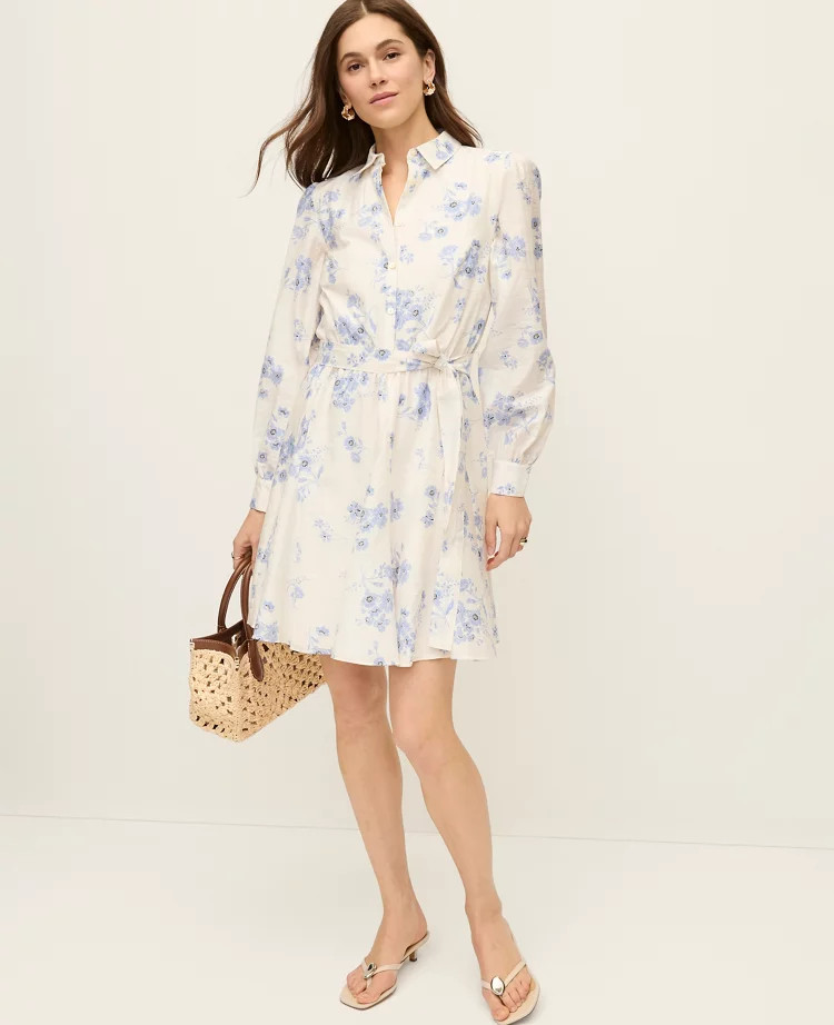 Collared Floral Shirtdress | Ann Taylor