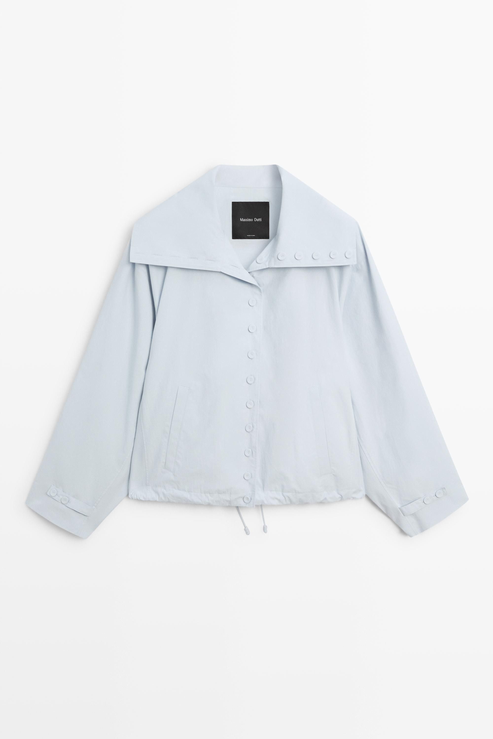Cropped button-detail bomber jacket | Massimo Dutti UK