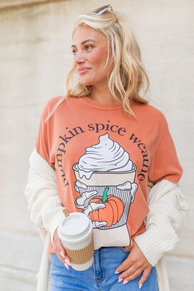 Pumpkin Spice Weather Rust Comfort Colors Graphic Tee | Pink Lily