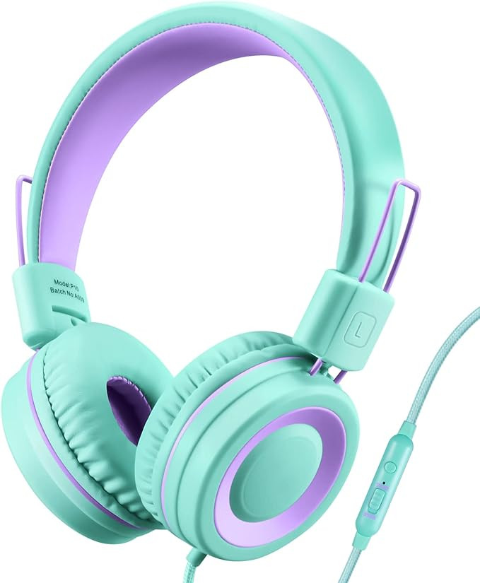 POWMEE P10 Kids Headphones with Microphone Stereo Headphones for Children Boys Girls,Adjustable 8... | Amazon (US)