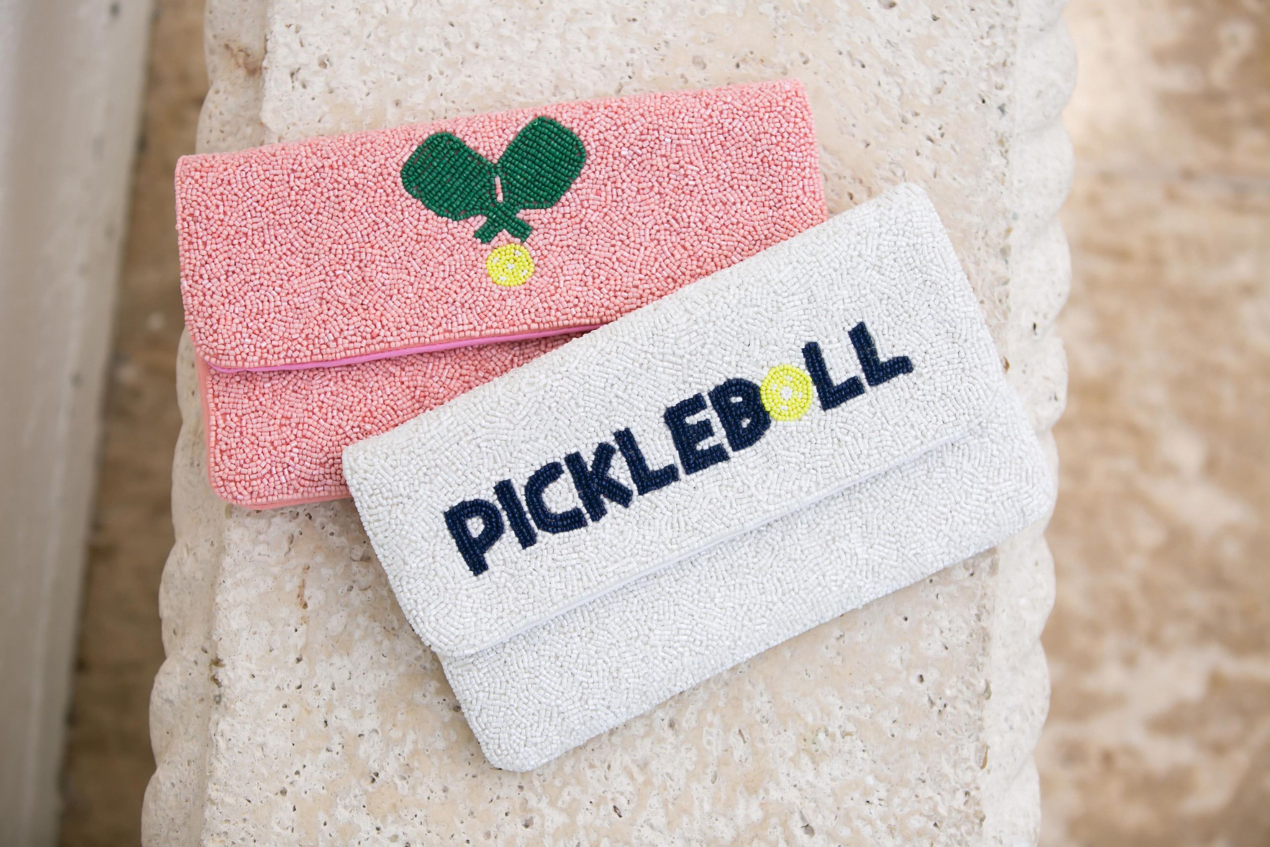 Pickleball White - Beaded Clutch | Lisi Lerch Inc