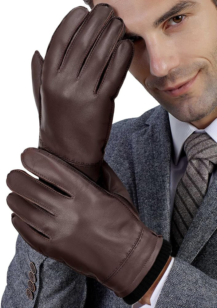 FIORETTO Winter Genuine Chrome-free Leather Gloves For Men, Warm Sheepskin Wool Lined Touchscreen... | Amazon (US)