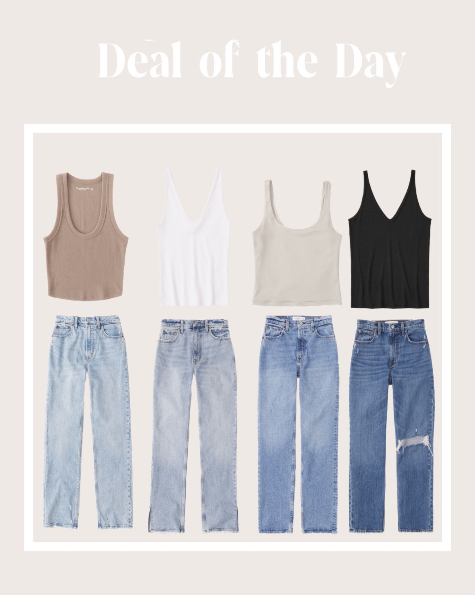 My favorite jeans on sale paired with the 4 tank tops I just ordered! These are great #capsulewardrobepieces #capsulewardrobe #abercrombie #abercrombiesale 

#LTKsalealert #LTKSeasonal #LTKFind