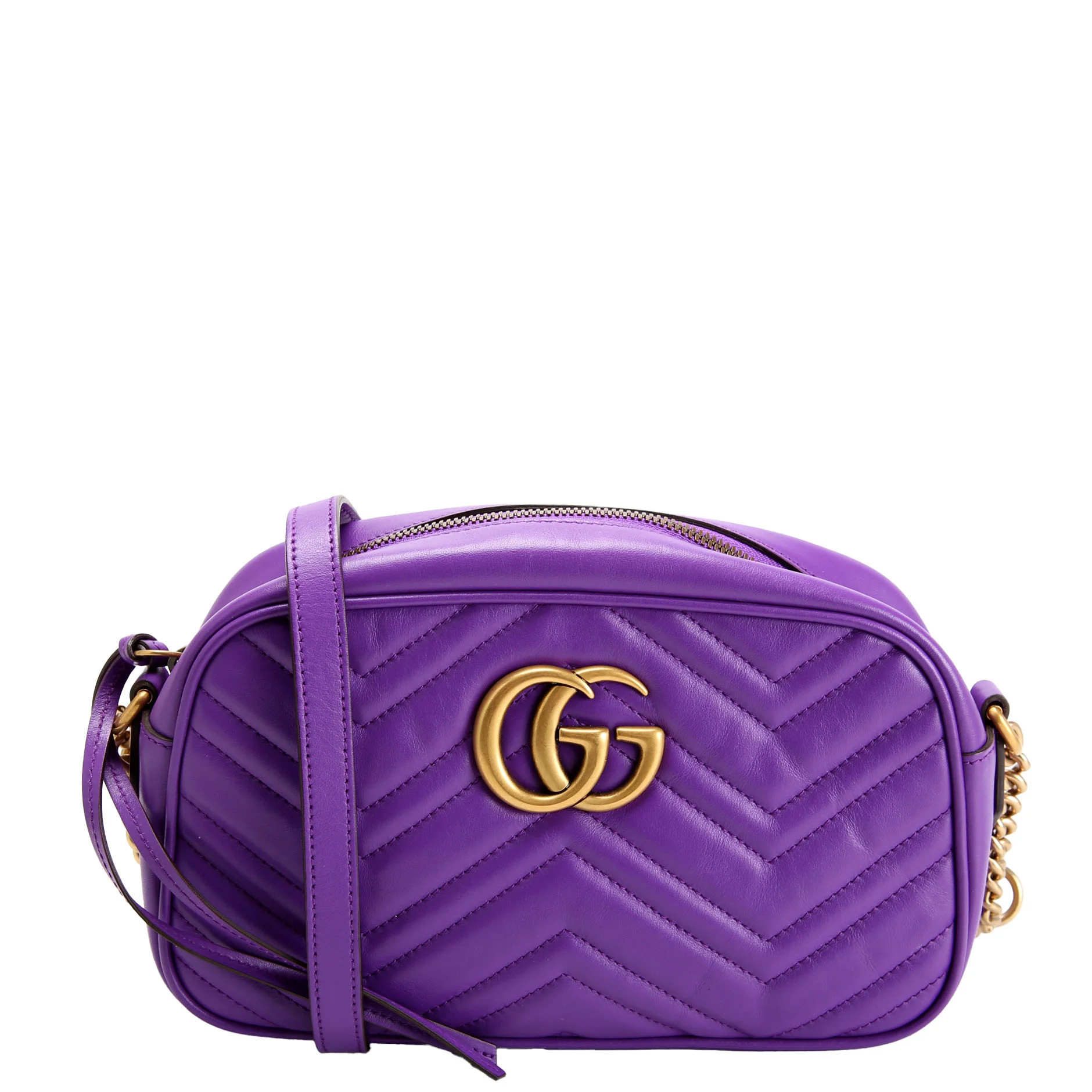 447632 Marmont Small Leather Camera Purple | Keeks Designer Handbags