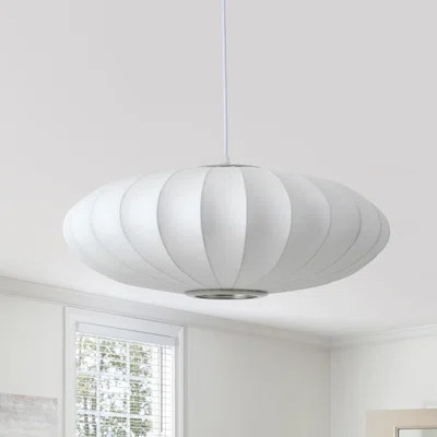 Lantern Pendant Light, White Imitation Silk Lampshade, Bubble Pendant Light Fixture | Wayfair North America
