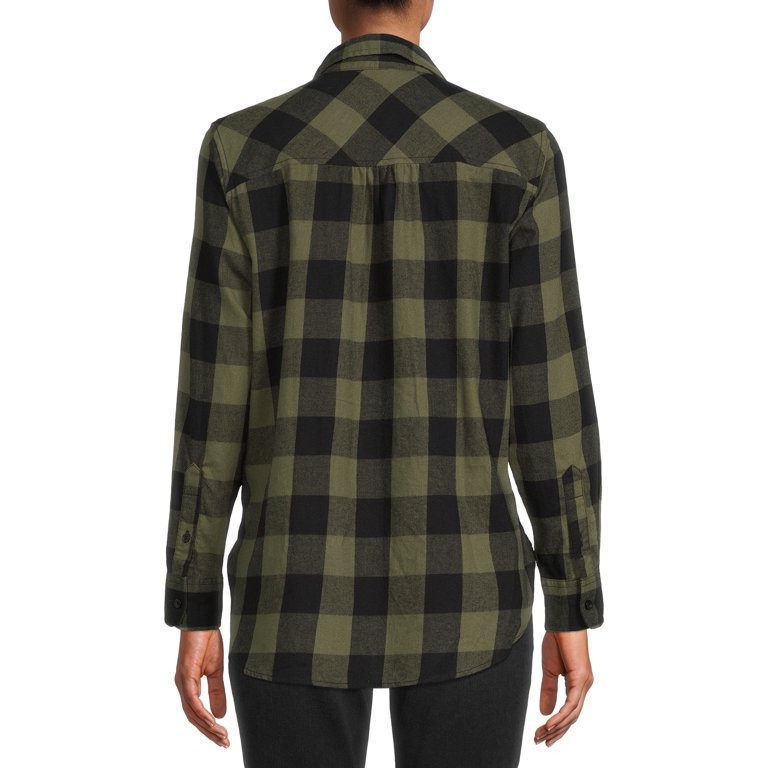 Time and Tru Women's Plaid Button Front Shirt | Walmart (US)