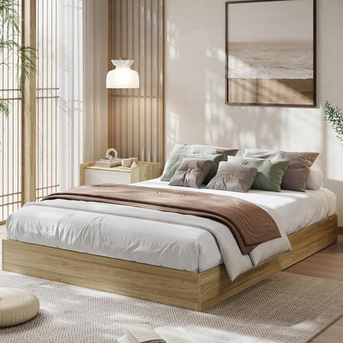 GarveeHome Queen Size Wood Platform Bed Frame, Wooden Bed Frame Without Headboard, Wood Slat Supp... | Amazon (US)