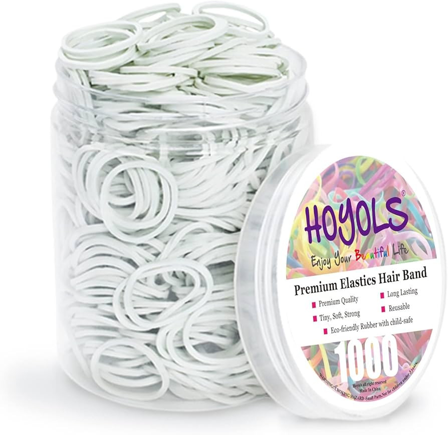 HOYOLS 1/2 Inch Small White Rubber Bands for Hair Ties Elastics Mini Toddler Braids Ponytail Hold... | Amazon (US)