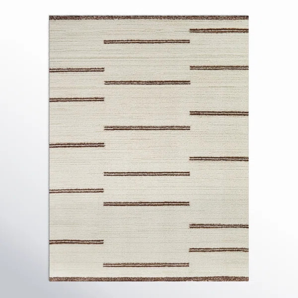 Rectangle Coterie Striped Machine Woven Polyester/Polypropylene Area Rug in Brown/Beige | Wayfair North America