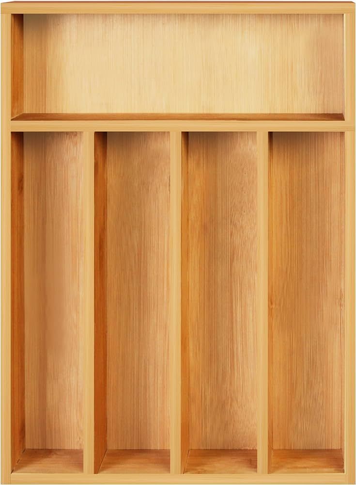 Utopia Kitchen Bamboo Silverware Organizer- 5 Compartments - Bamboo Drawer Organizer - Bamboo Har... | Amazon (US)