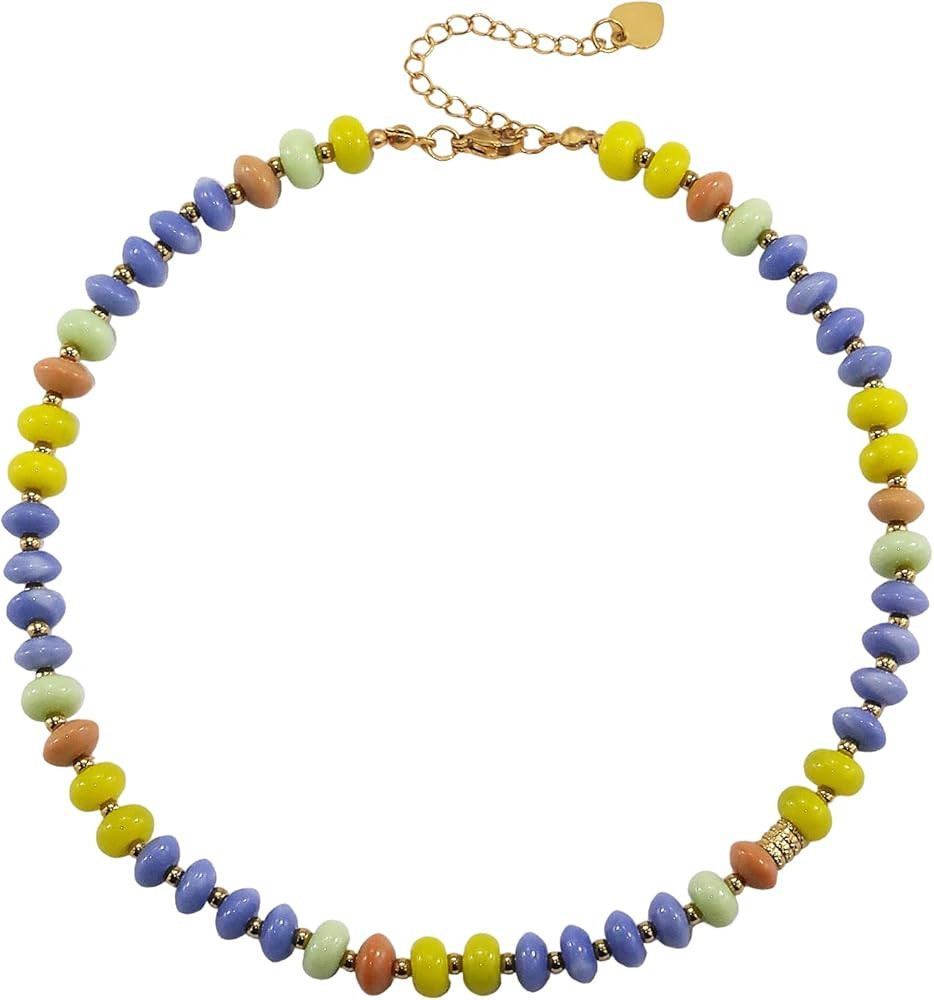 CSIYANJRY99 Colorful Beaded Necklace for Women Boho Natural Gemstone Beads Choker Necklace Trendy... | Amazon (US)