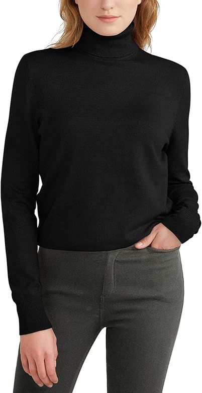Woolen Bloom Women's Casual Long Sleeve Turtleneck Sweater Lightweight Knit Pullover Jumper Tops ... | Amazon (US)
