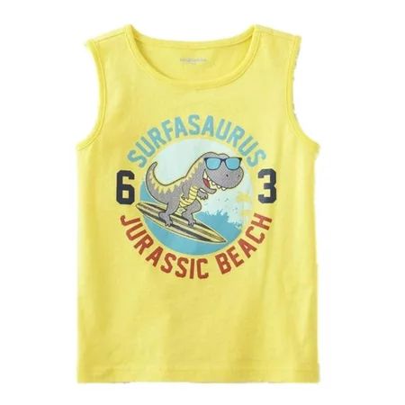 Toughskins Infant Toddler Boy Yellow Surfing T-Rex Tank Top Sleeveless Shirt 18m | Walmart (US)