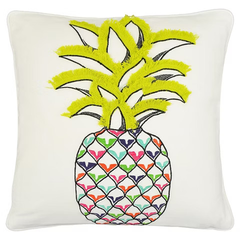 Vue Pineapple Embroidered Decorative Pillow - White (16"x16") | Target