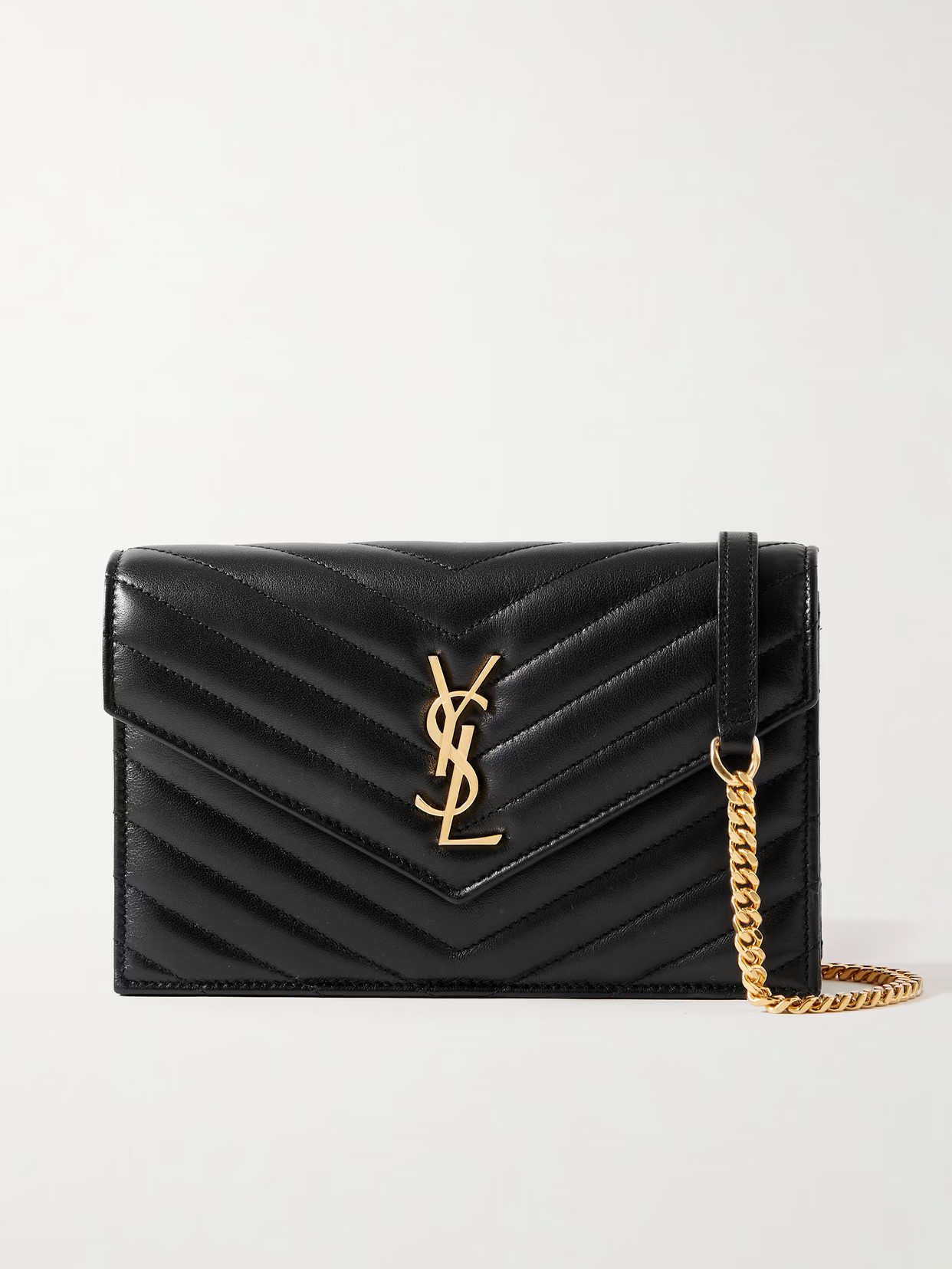 SAINT LAURENT - Cassandre Envelope Matelassé Leather Shoulder Bag - Black | NET-A-PORTER (UK & EU)