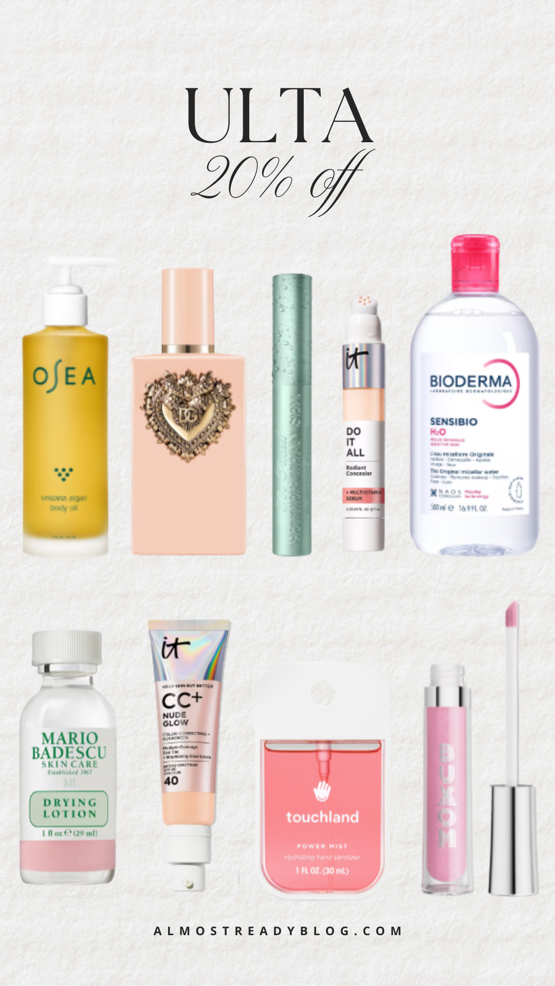 ULTA 20% off when you buy online and pick up in store, use code BOPIS20.

beauty deals, makeup deals, skincare, bodycare, beauty faves, amanda west, almostreadyblog

#LTKOver40 #LTKSaleAlert #LTKBeauty