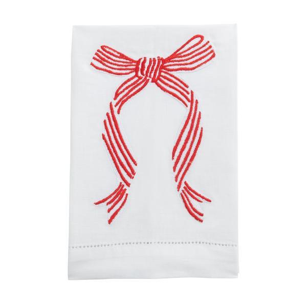 Striped Bow Embroidered Towel | Mud Pie