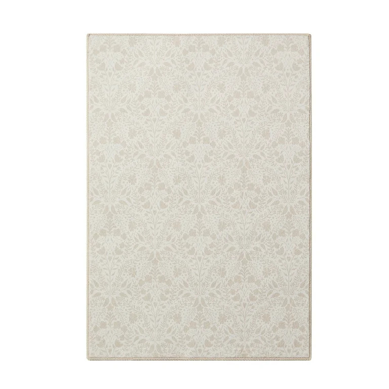 My Texas House Ivory Floral Faux Fur Washable Indoor Area Rug, 2' x 3' | Walmart (US)