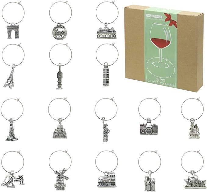 Wine Glass Charms Markers Tags Identification,Wine Charms for Stem Glasses ,Wine Bachelorette Tas... | Amazon (US)