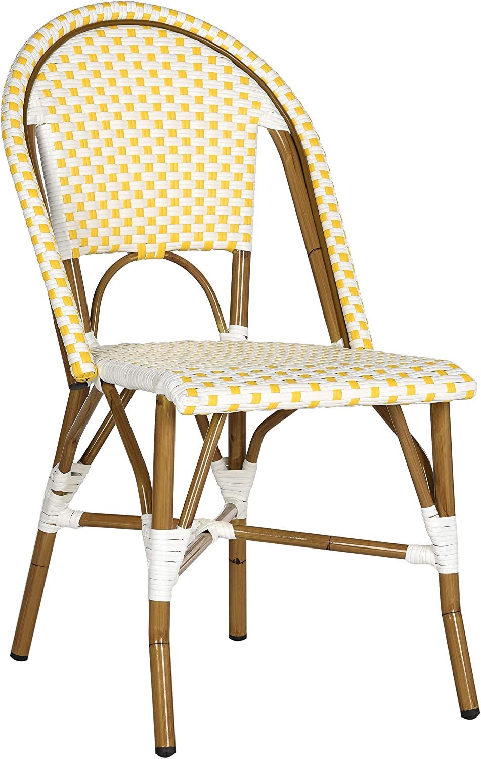 Safavieh Home Collection Hooper Indoor-Outdoor Stacking Side Chairs | Yellow & White | Set of 2 | Amazon (US)
