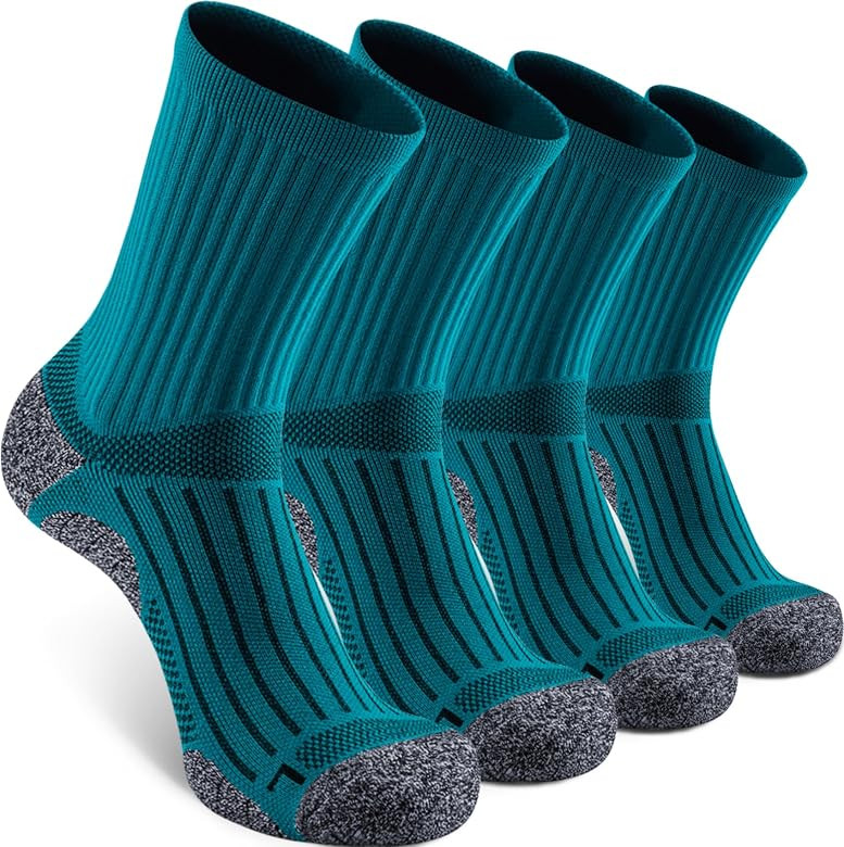 Elite Cushioned Compression Mid-crew Socks 4-Pack for Youth Women Men | Amazon (US)