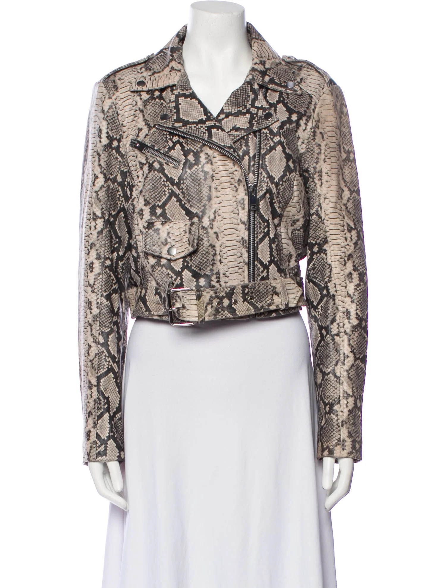 Lamb Leather Animal Print Biker Jacket | The RealReal