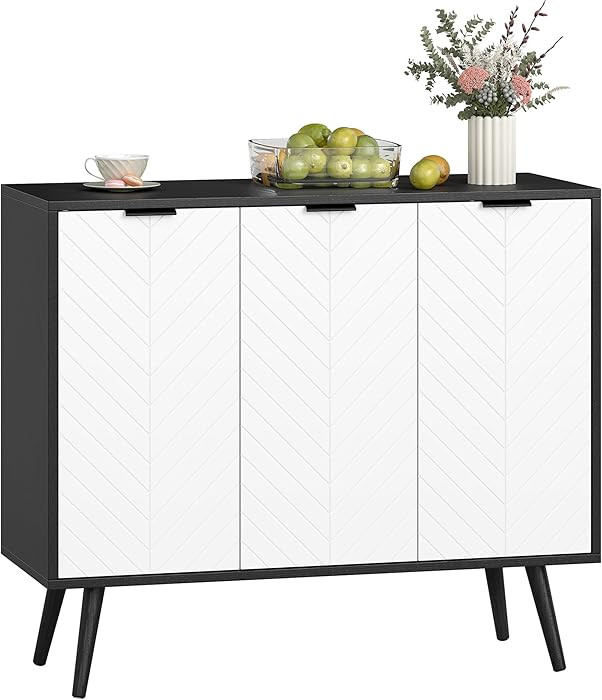 HOMCOM Modern Sideboard Buffet Cabinet, 36" Kitchen Storage Cabinet with 3 Doors and 2 Adjustable... | Amazon (CA)