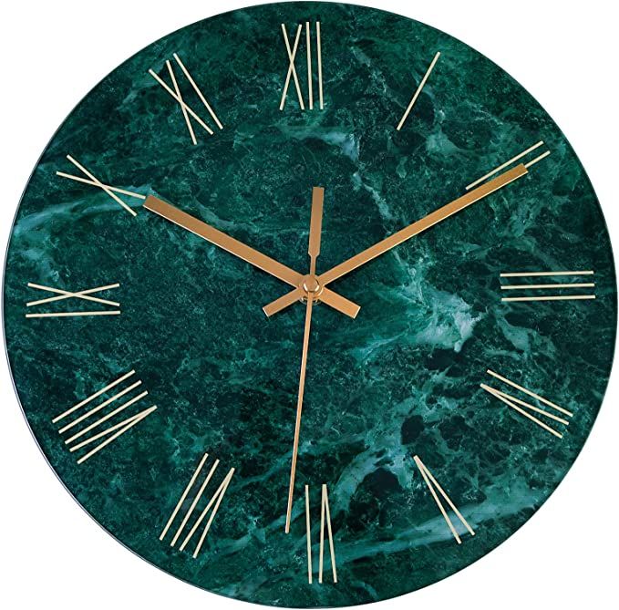 Lumuasky Tempered Glass Modern Wall Clock, Marble Design 12 Inch Silent Non-Ticking Quartz Batter... | Amazon (US)