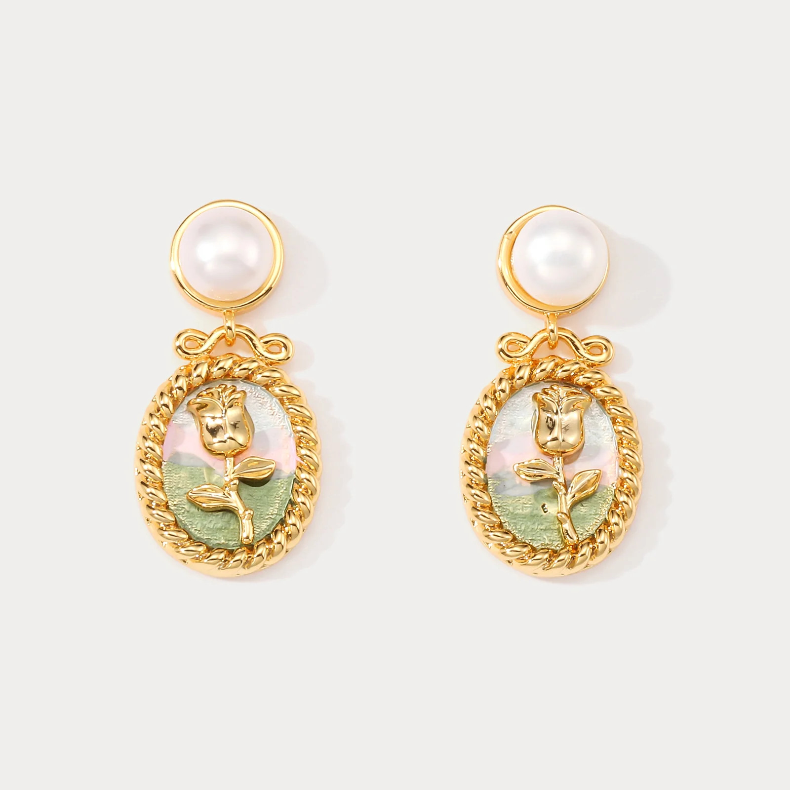 Wild Rose Oil Painting Earrings | Selenichast