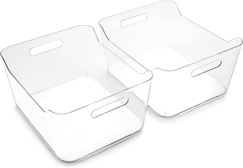 BINO | Plastic Storage Bins, X-Large - 2 Pack, Clear | THE SOHO COLLECTION | Pantry Organizers an... | Amazon (US)