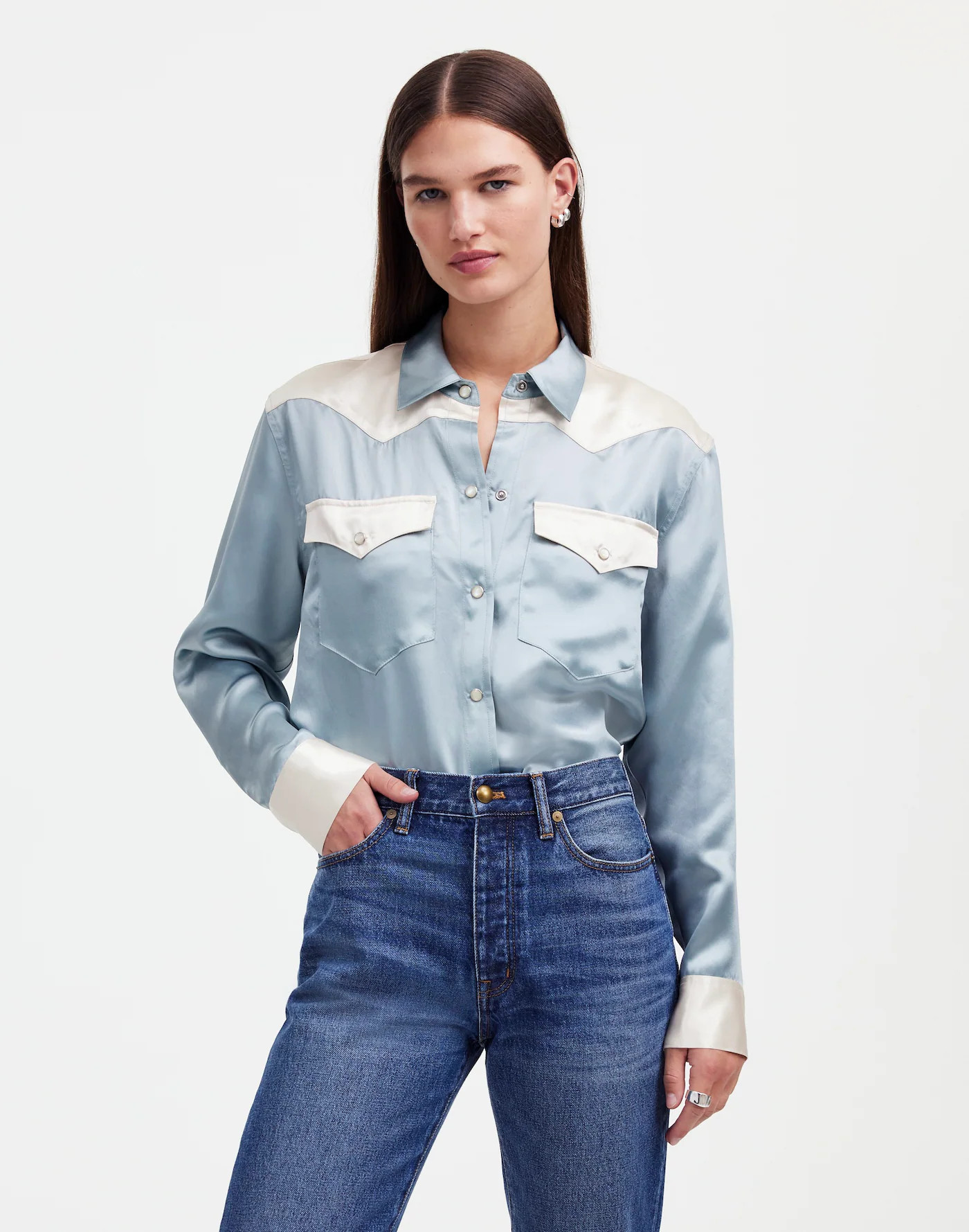Alexa Chung for Madewell Satin Western Shirt | Madewell