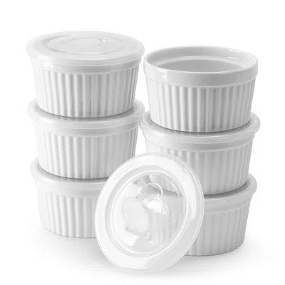 DOWAN 4oz White Ramekin Set with Lids, 6-Piece | Wayfair North America