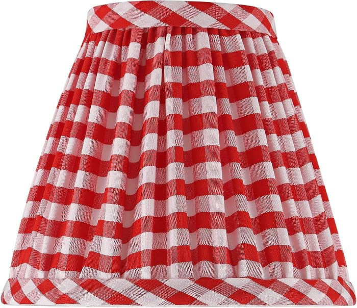 Gingham Mini Red Plaid Pleated Cotton Clip-On Empire Shade (3x6x5) | Amazon (US)