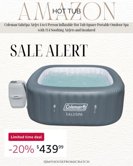 Amazon home, Amazon outdoor, hot tube, Coleman SaluSpa AirJet 4 to 6 Person Inflatable Hot Tub Square Portable Outdoor Spa with 114 Soothing AirJets and Insulated 

#LTKSeasonal #LTKhome #LTKsalealert