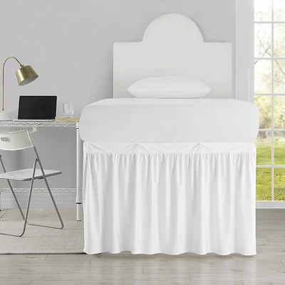 Luxury Plush Extended Dorm Sized Bed Skirt Panel with Ties (1 Panel) - Black (for Raised or lofted beds) | Wayfair North America